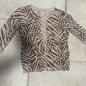 Old Navy Zebra Print Cardigan - Black and Tan